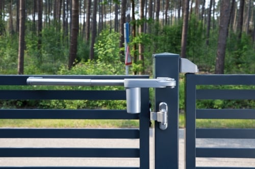 SAMSON 3 DM BEARING HINGE Detail anthracite gate forest 1920px
