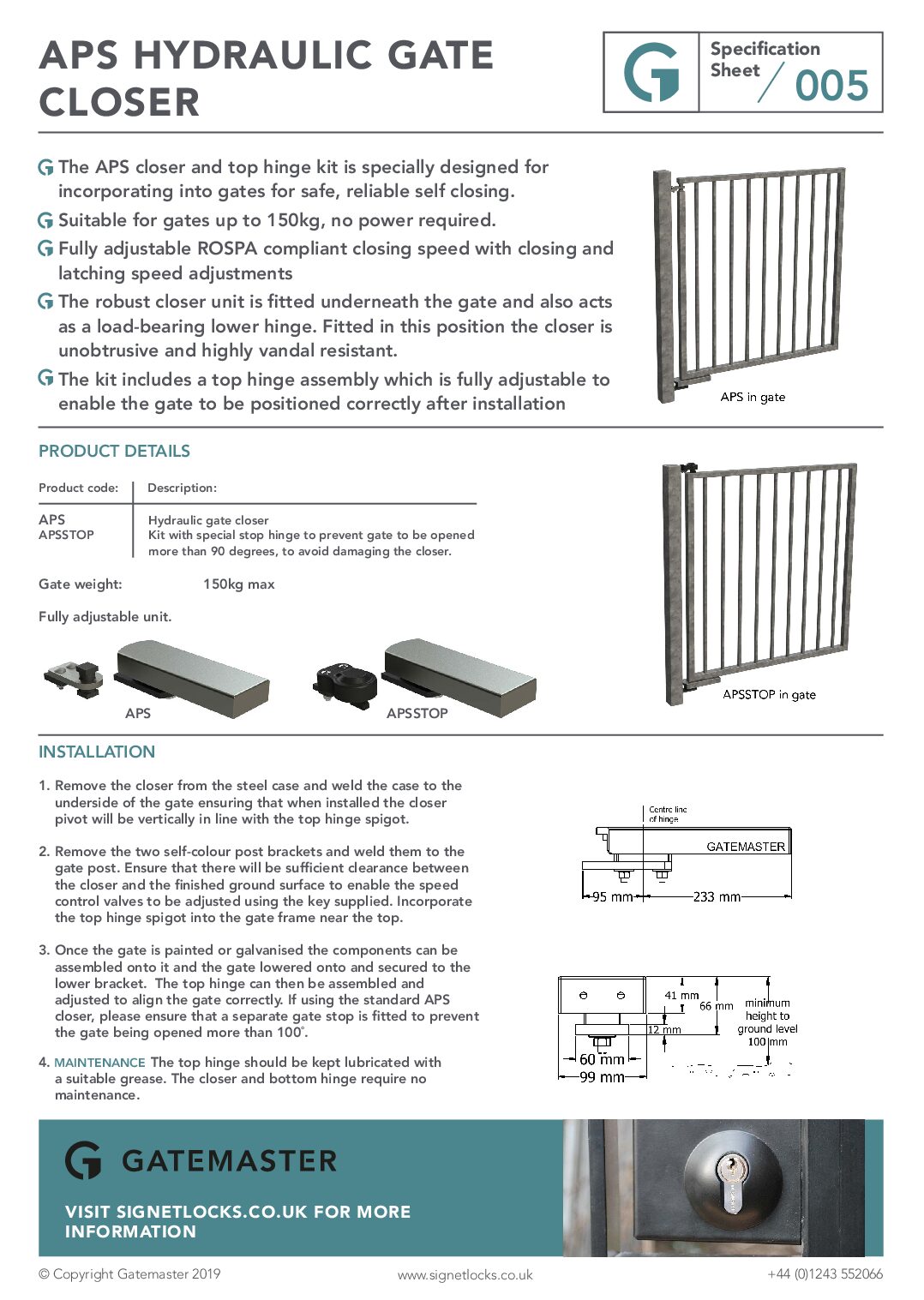 Gatemaster APS Datasheet & Manual