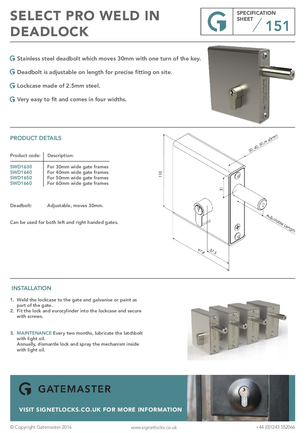 Gatemaster SWD Datasheet & Manual