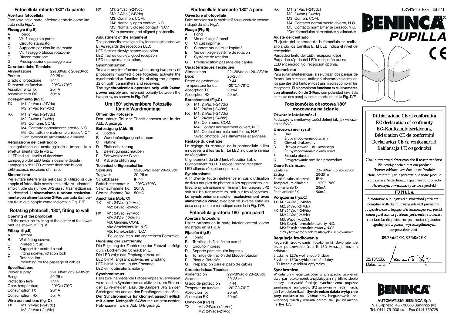 Beninca PUPILLA Manual