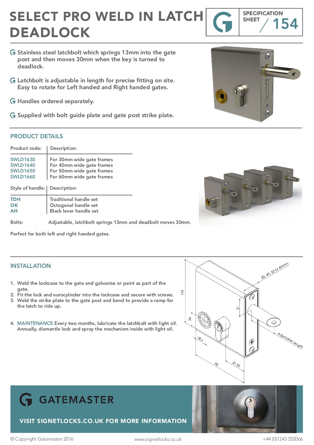 Gatemaster SWLD Datasheet & Manual