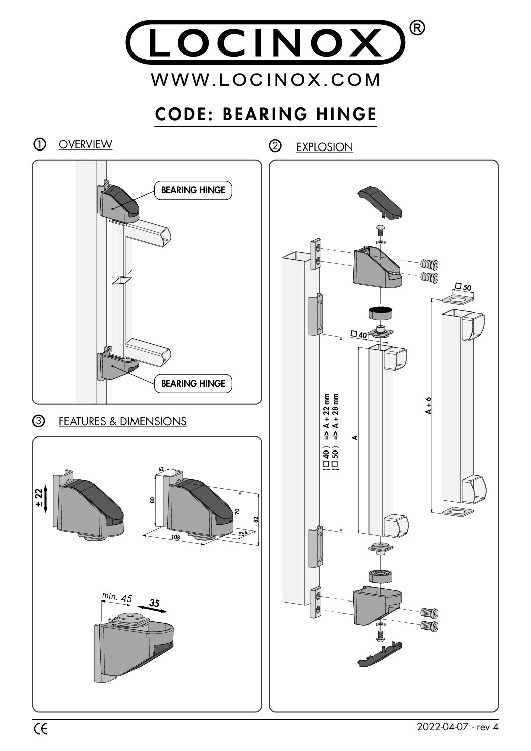 Locinox Bearing Hinge Instructions