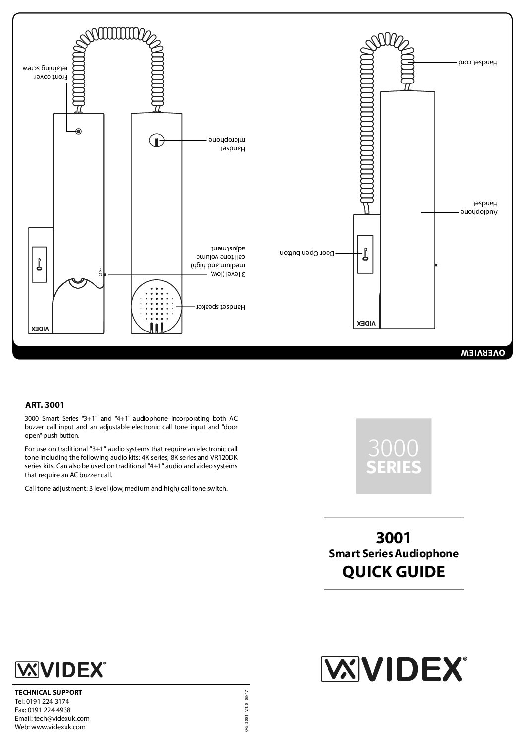 Videx 3001 Quick Guide