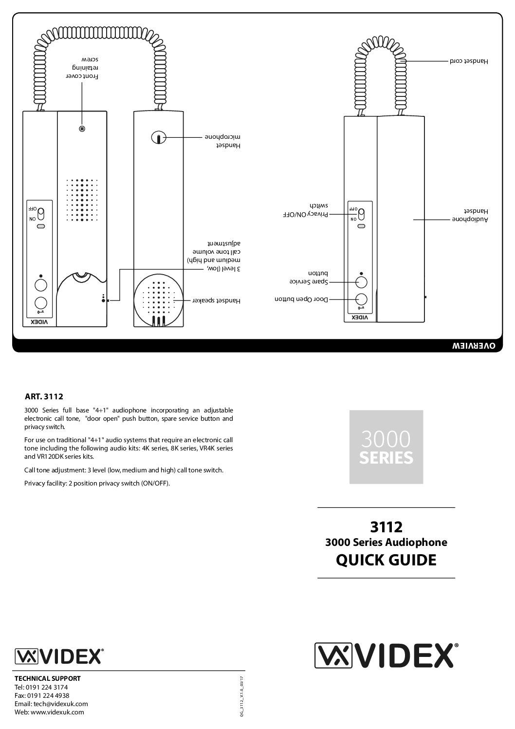 Videx 3112 Quick Guide