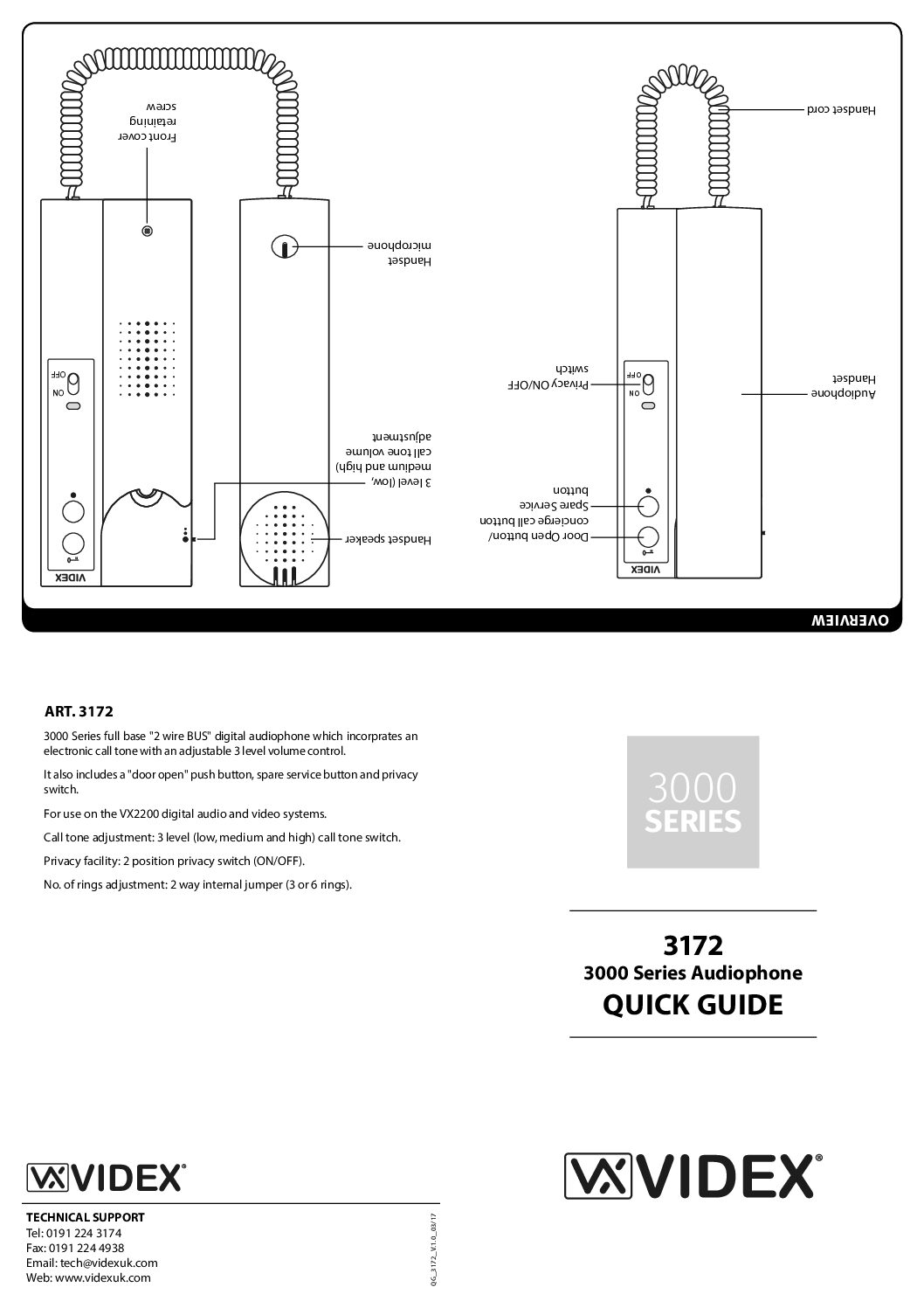 Videx 3172 Quick Guide