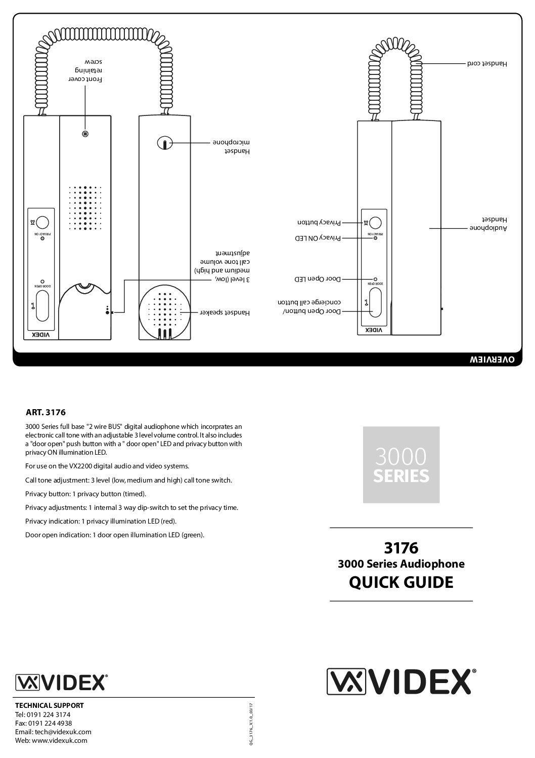 Videx 3176 Quick Guide