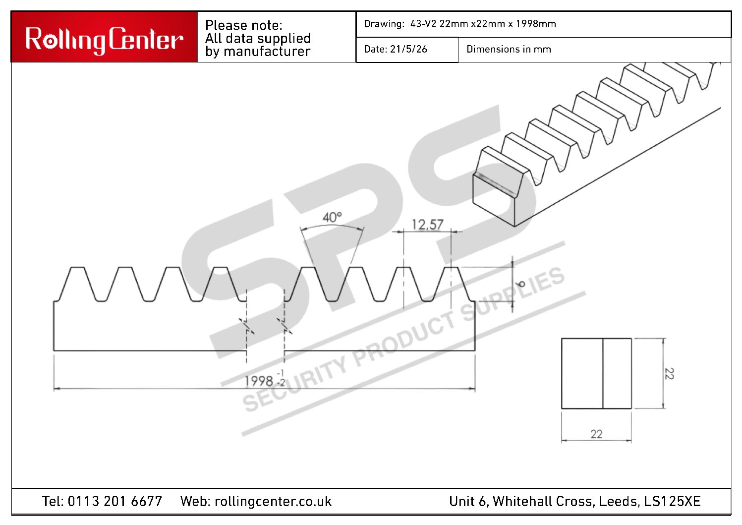 SPS 43-V2 Technical Drawing
