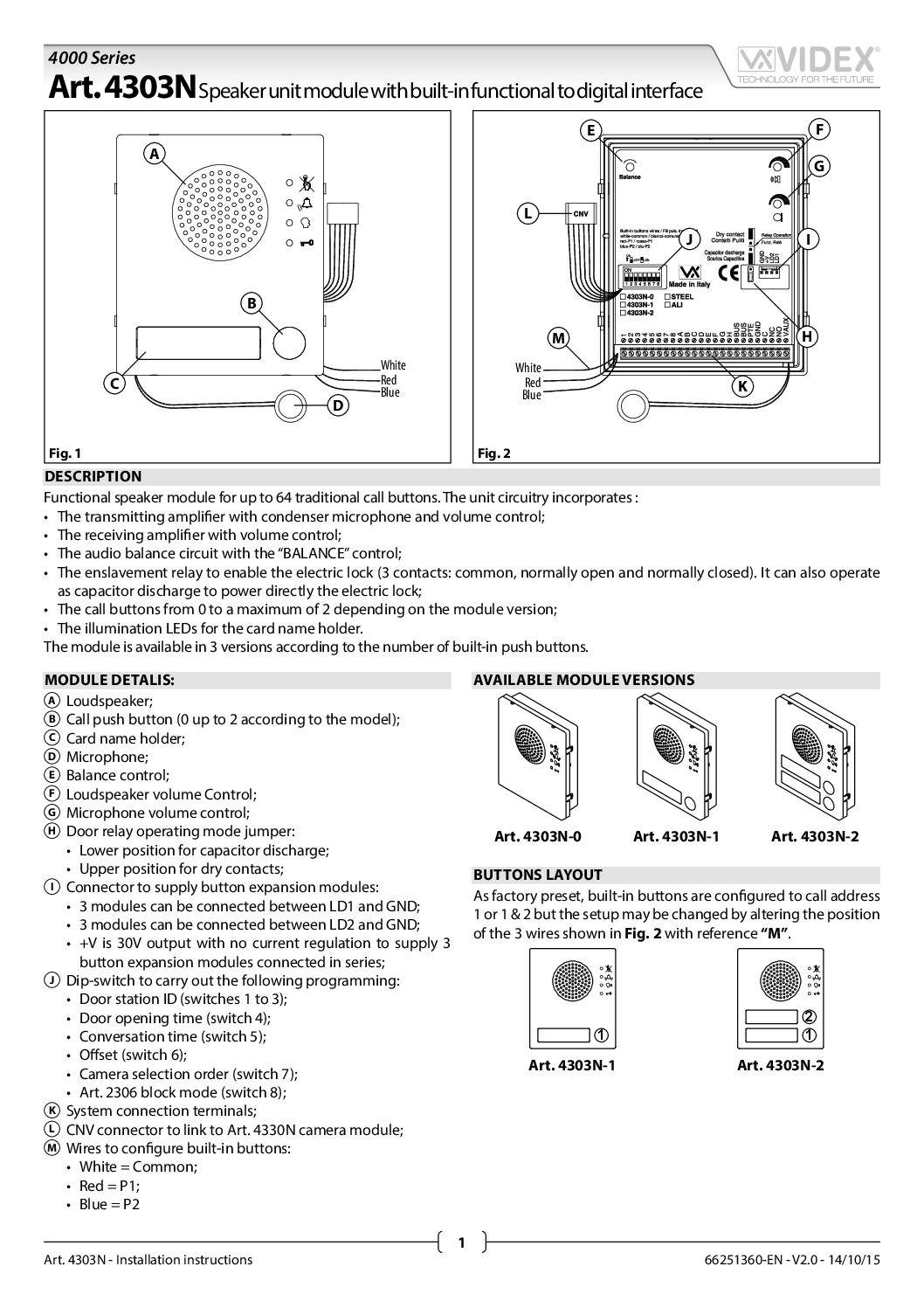 Videx 4303N-0 Datasheet