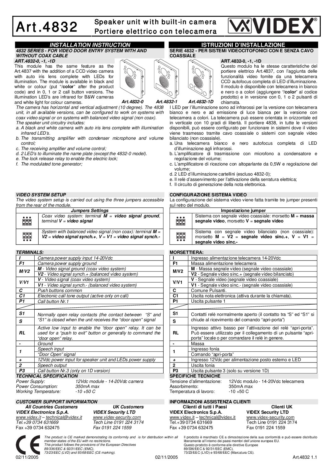 Videx 4832-1D/C/W Manual 2