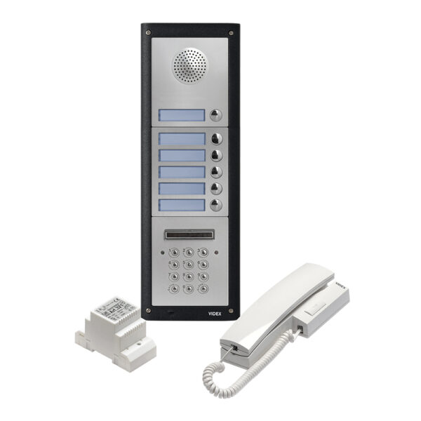Videx 4K-6S/CL six station audio intercom with keypad Matt finish