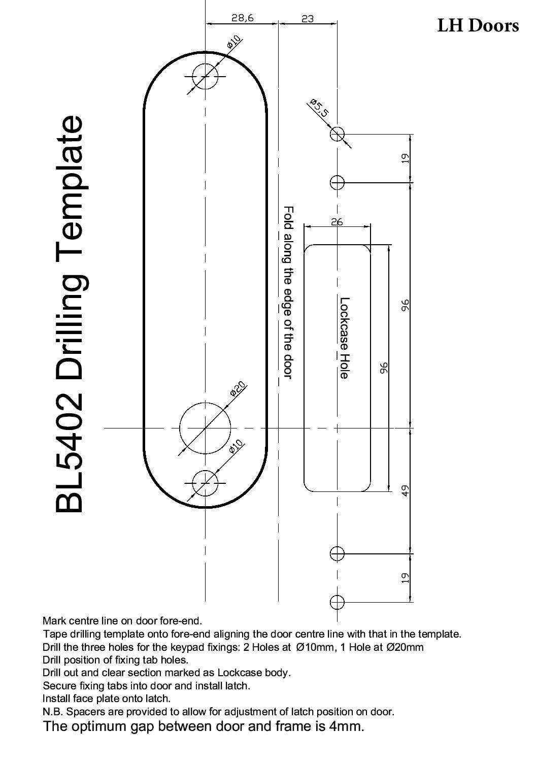 Borg BL5002 Fixing Template