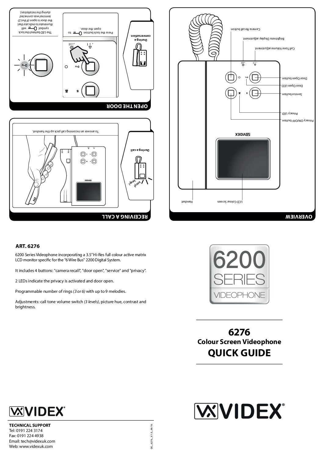 Videx 6276 Quick Guide