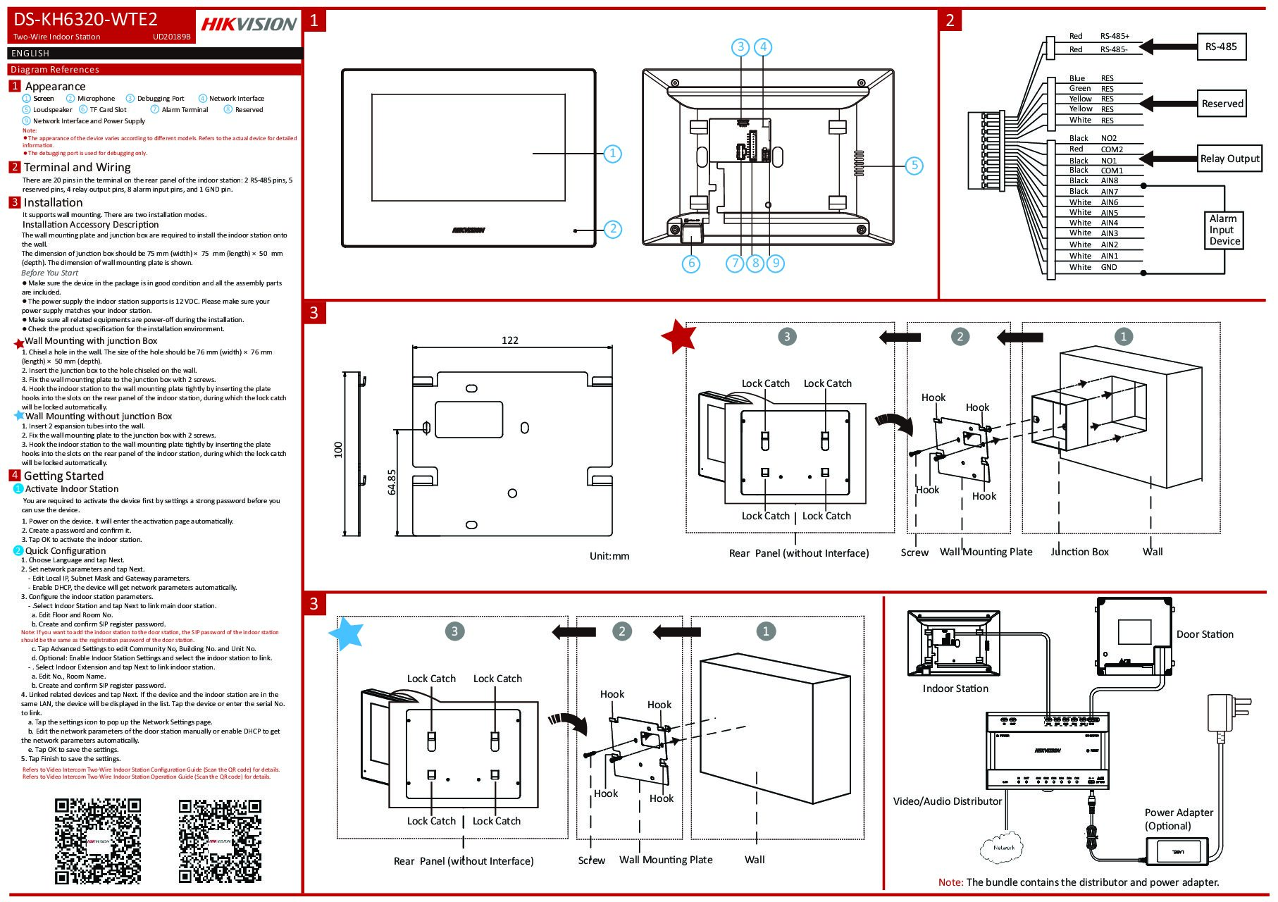 Hikvision DS-KH6320-WTE2 Quick start guide