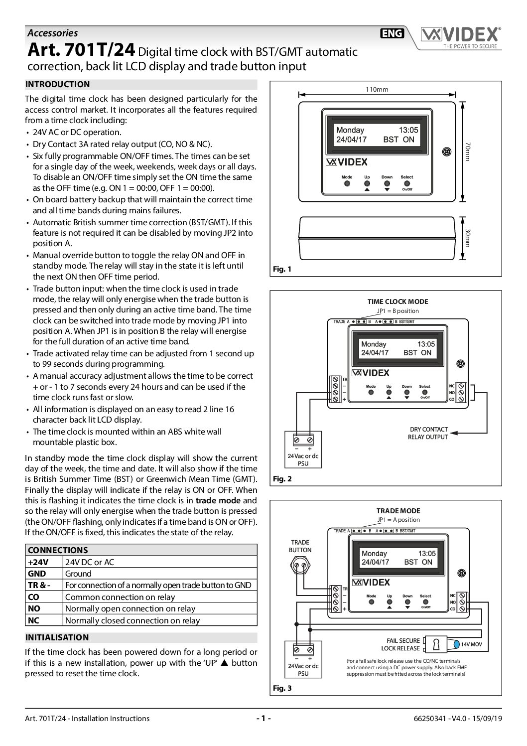 Videx 701T/24 Manual