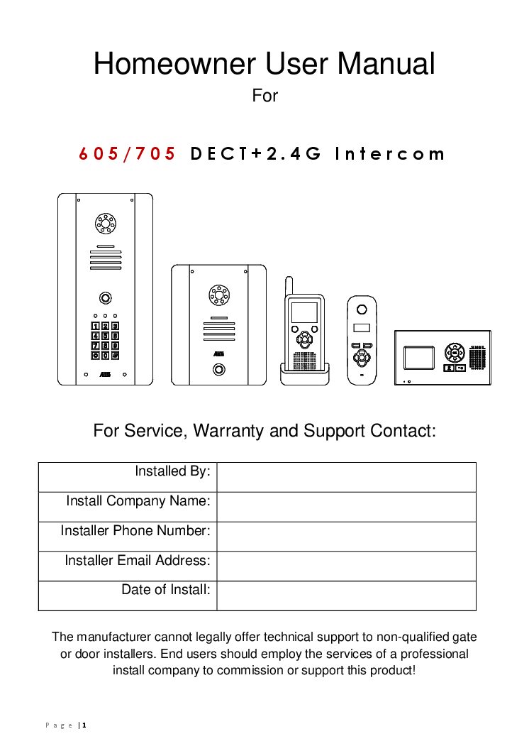 AES D.E.C.T 705 Homeowner Manual