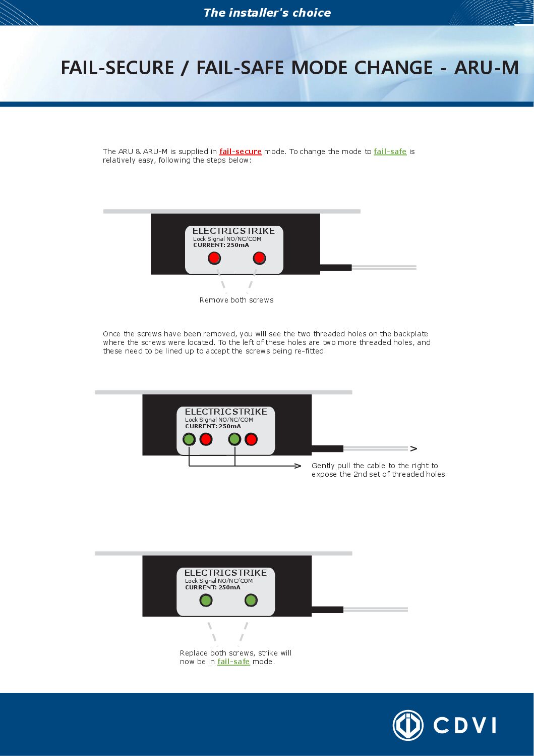 CDVI ARU-M Mode Change