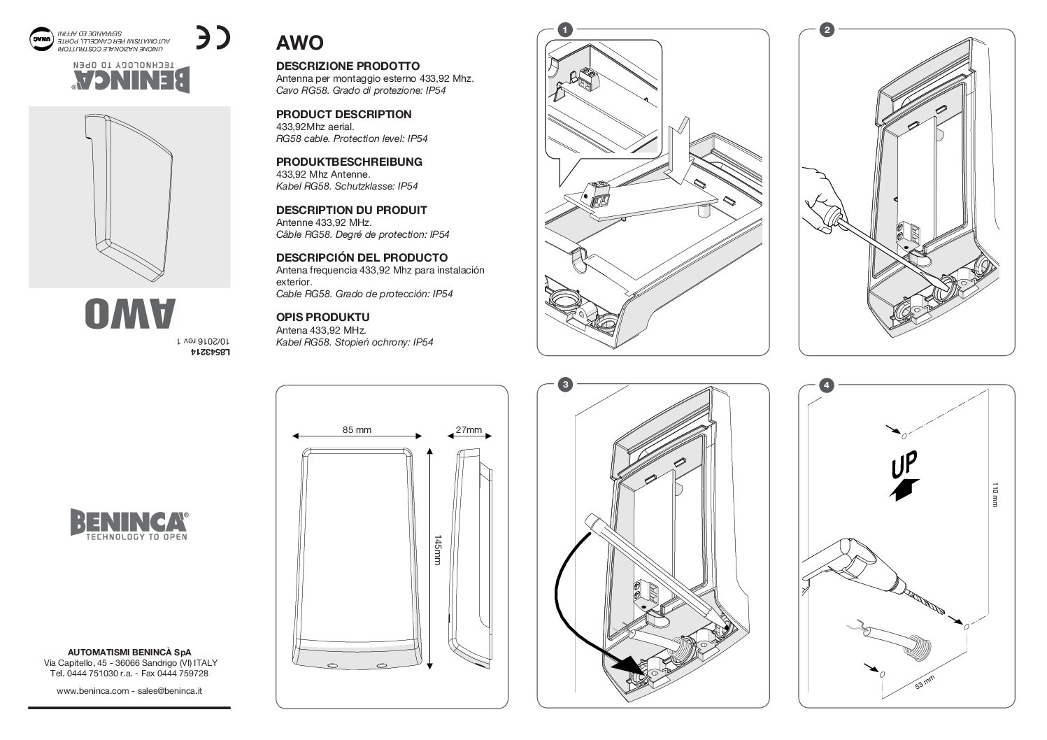 Beninca AWO Datasheet
