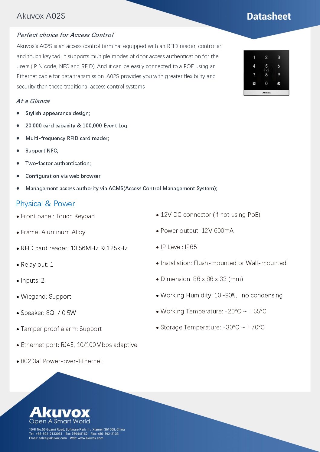 Akuvox A02 Datasheet