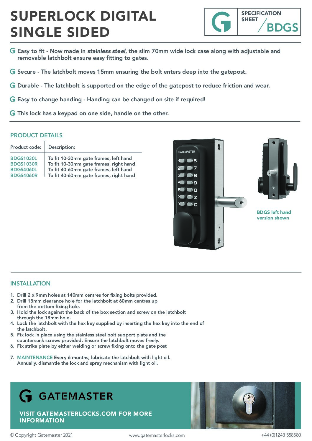 Gate master BDGS Specification
