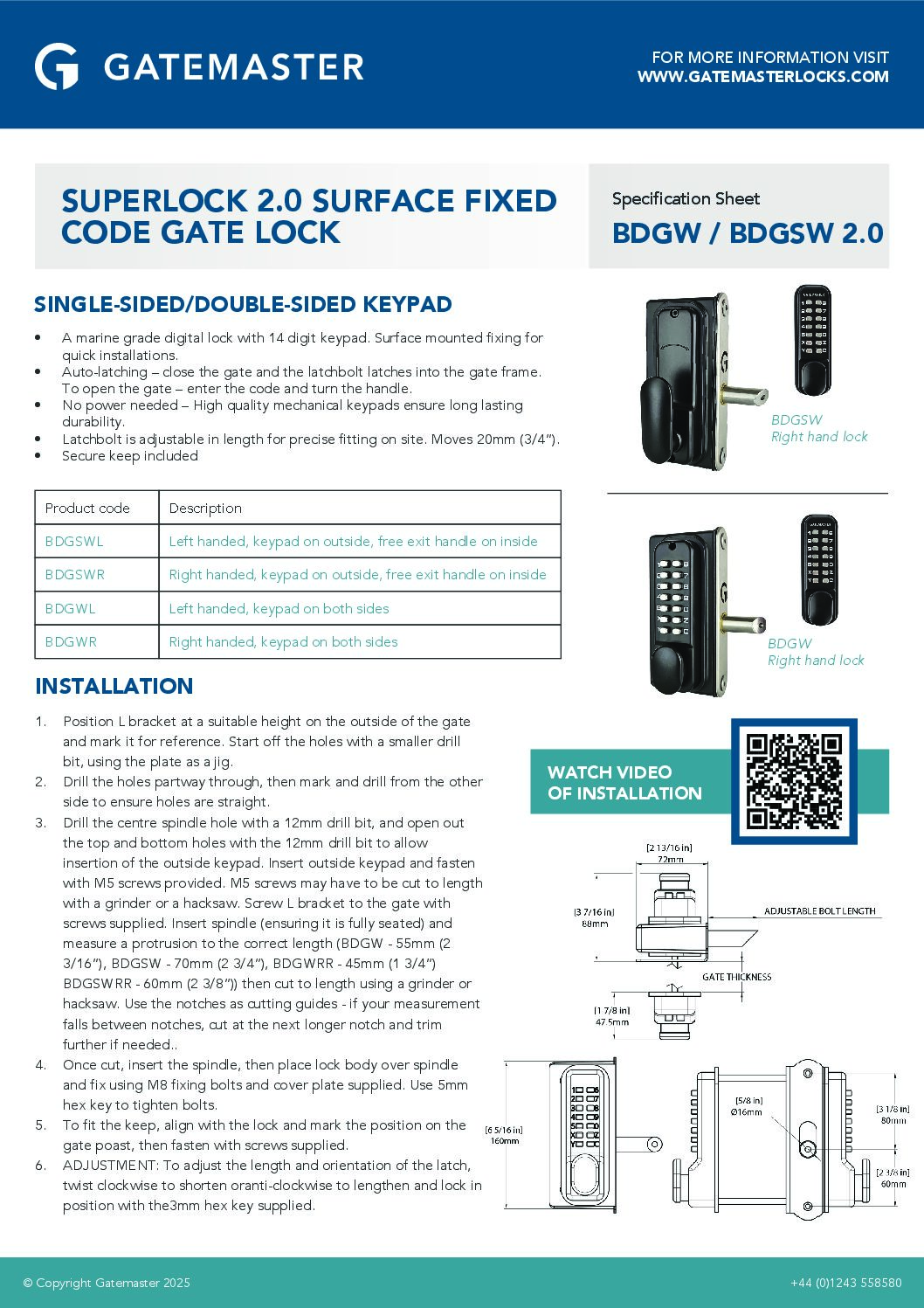 Gatemaster BDGW Specification