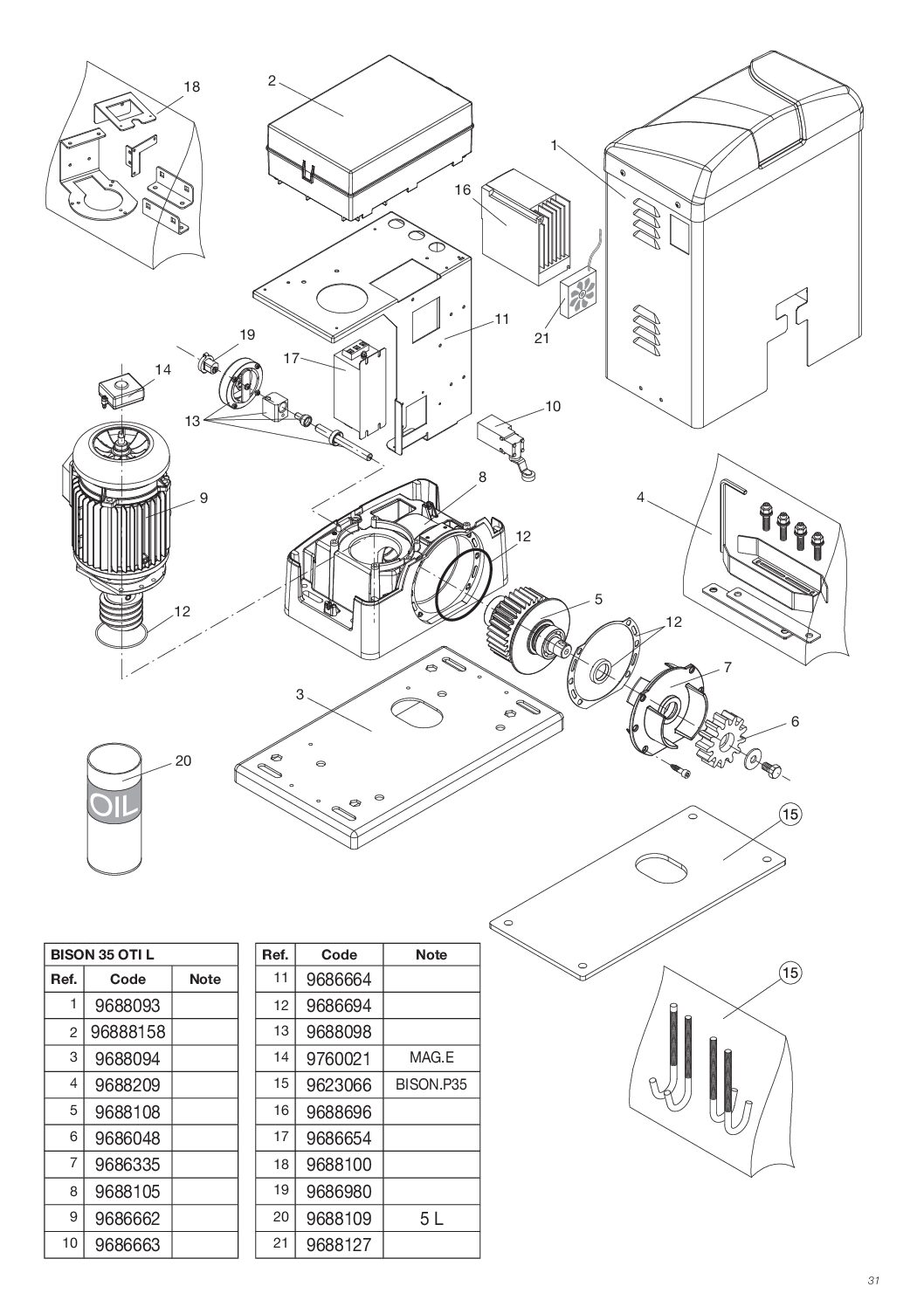 Beninca BISON35 OTI Exploded diagram