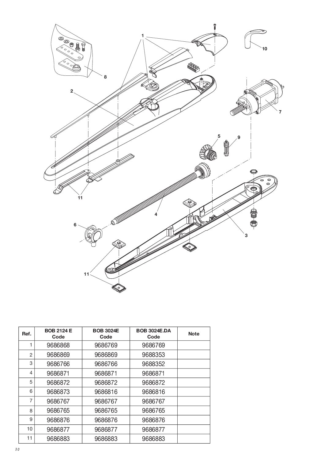 Beninca BOB21 BOB3024 Exploded Diagram