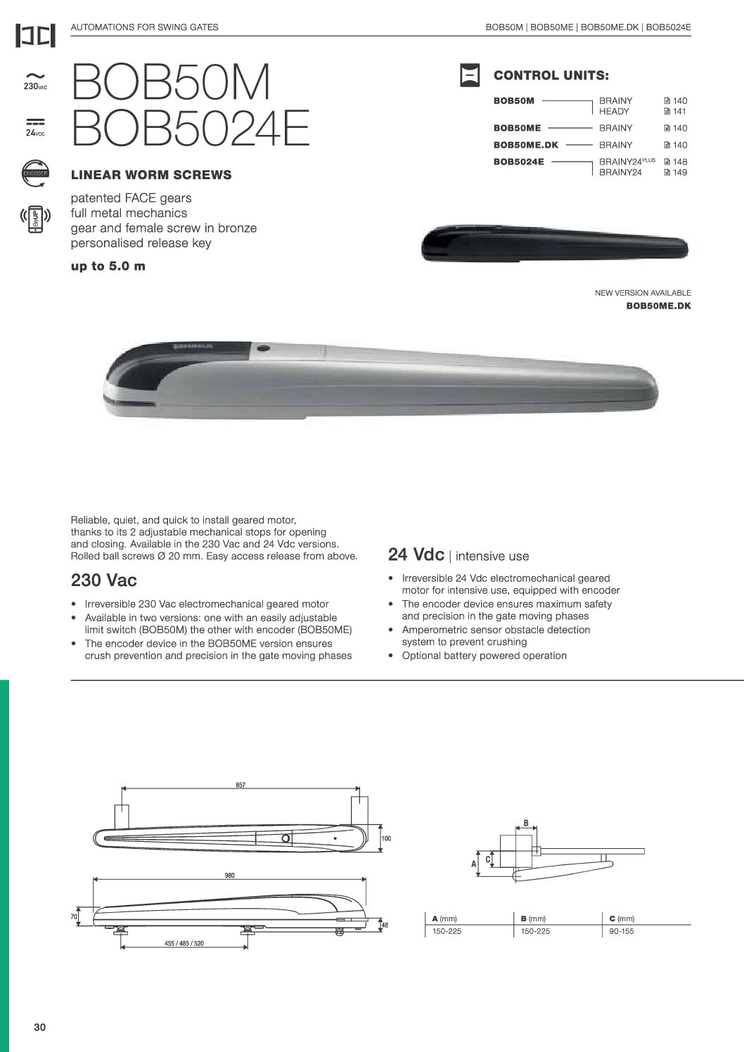 Beninca BOB50 Datasheet