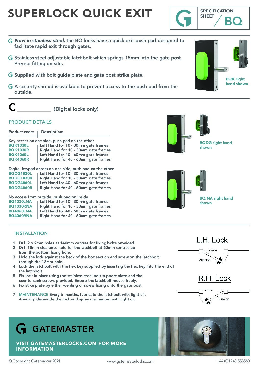 Gatemaster BQK Specification
