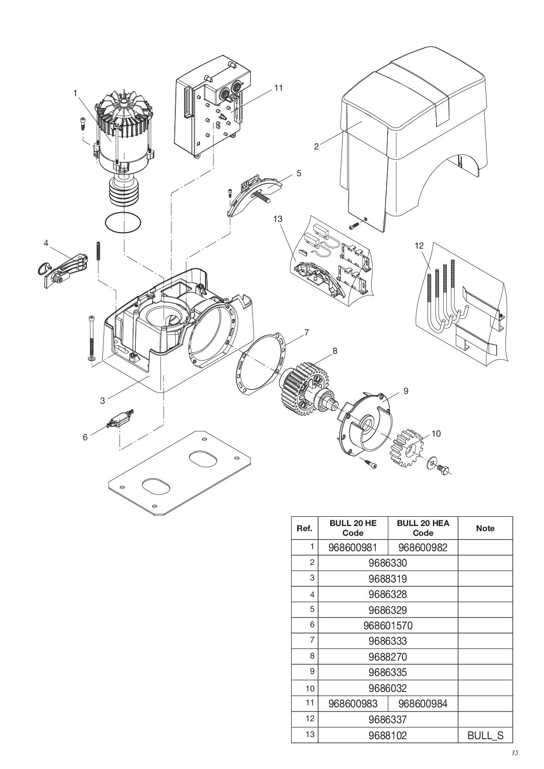 Beninca Bull20 Exploded Diagram