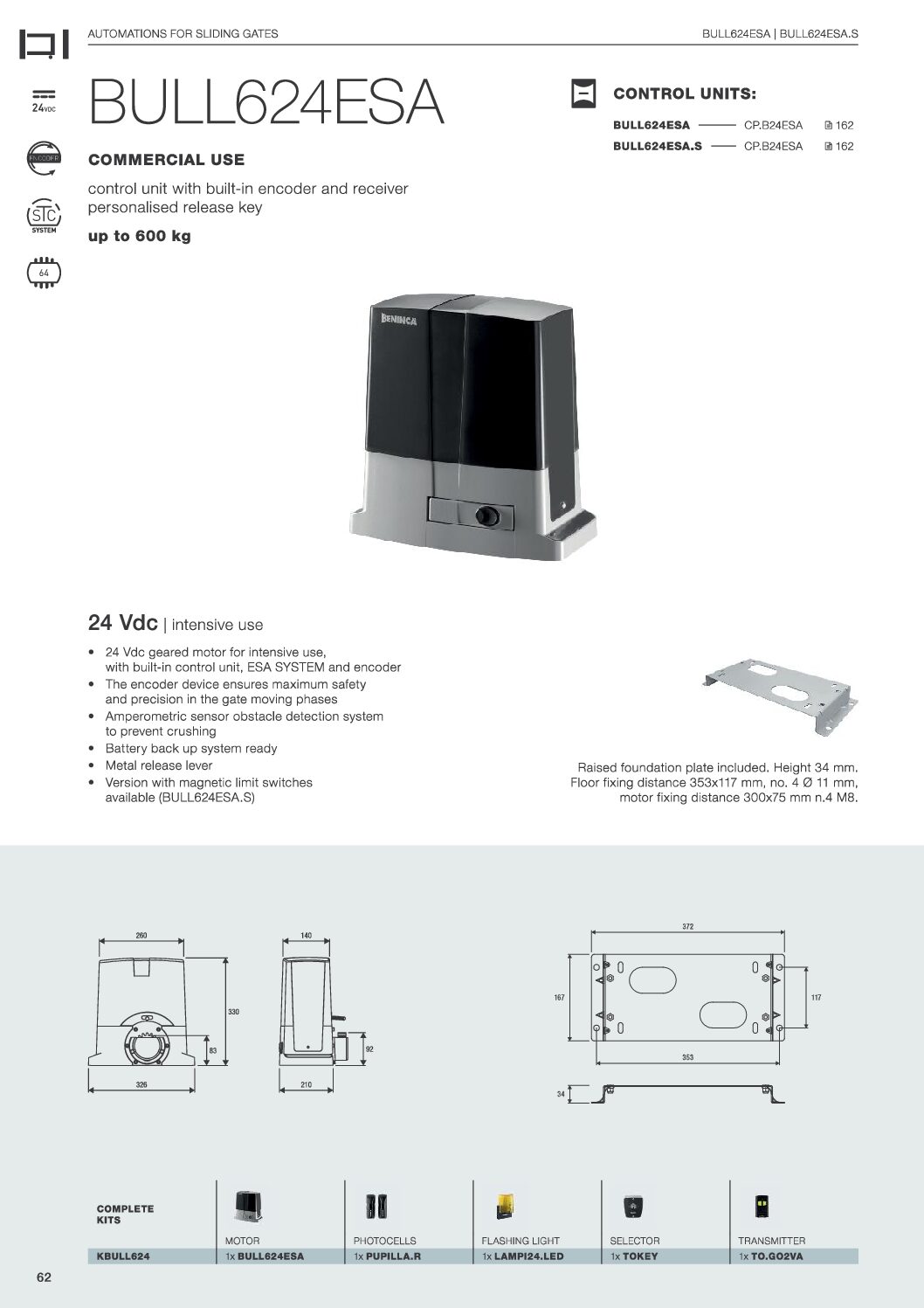 Beninca KBULL 624 Datasheet