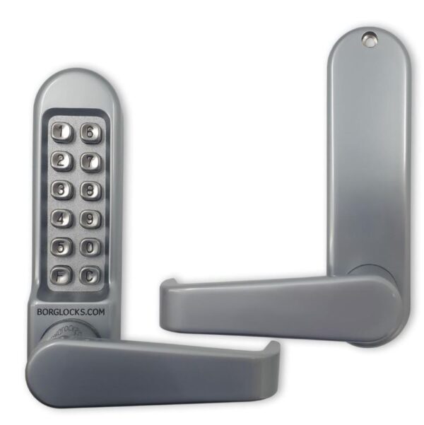 Borg BL5400ECP mechanical gate lock with keypad and flat bar handle with inside device for internal & external doors (no latch mechanism) - satin chrome finish with code reset function - Image 3