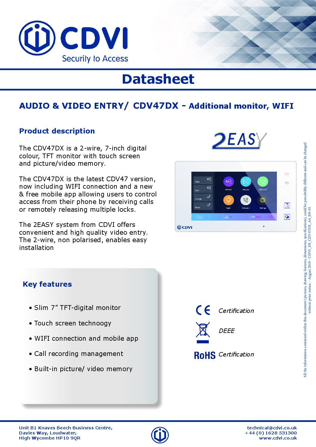 CDVI CDV47DX Datasheet