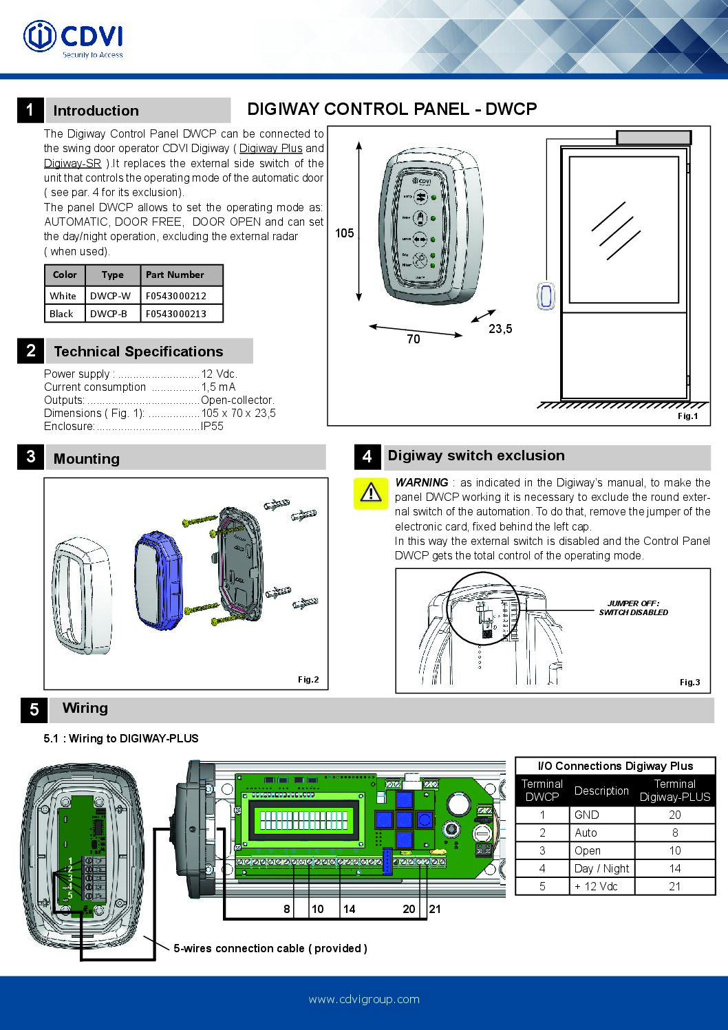 CDVI DWCP-B Manual
