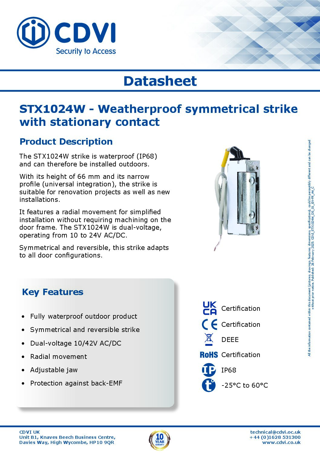 CDVI STX1024W Datasheet