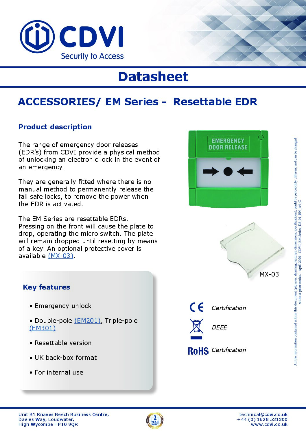 CDVI EM201 Datasheet