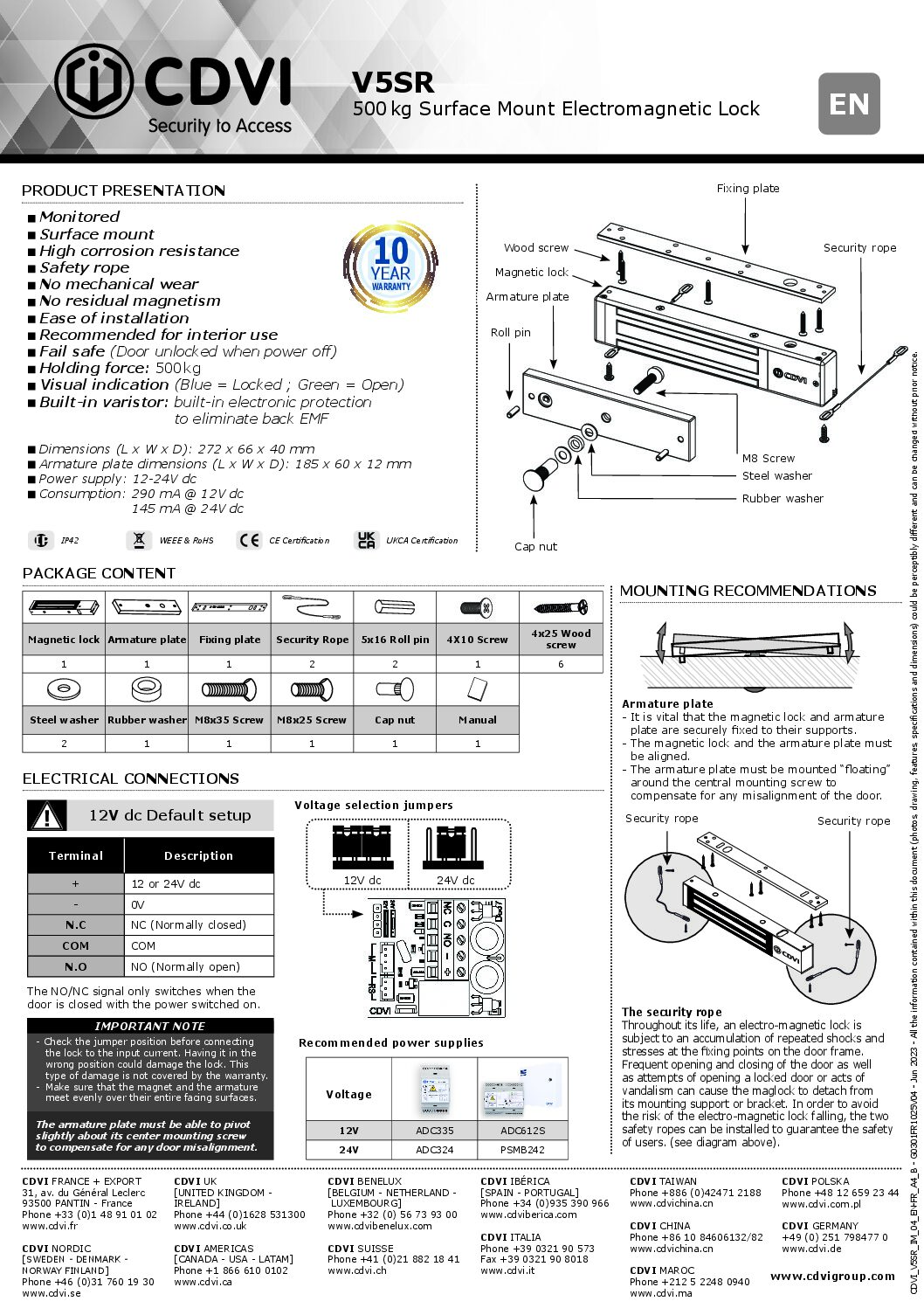 CDVI V5SR Manual