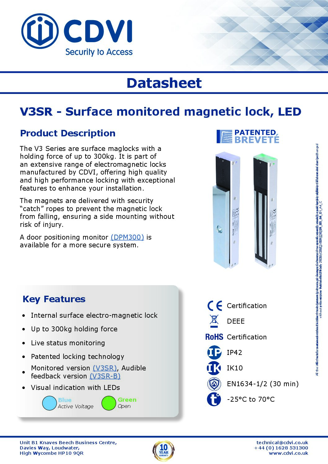 CDVI V3SR Datasheet