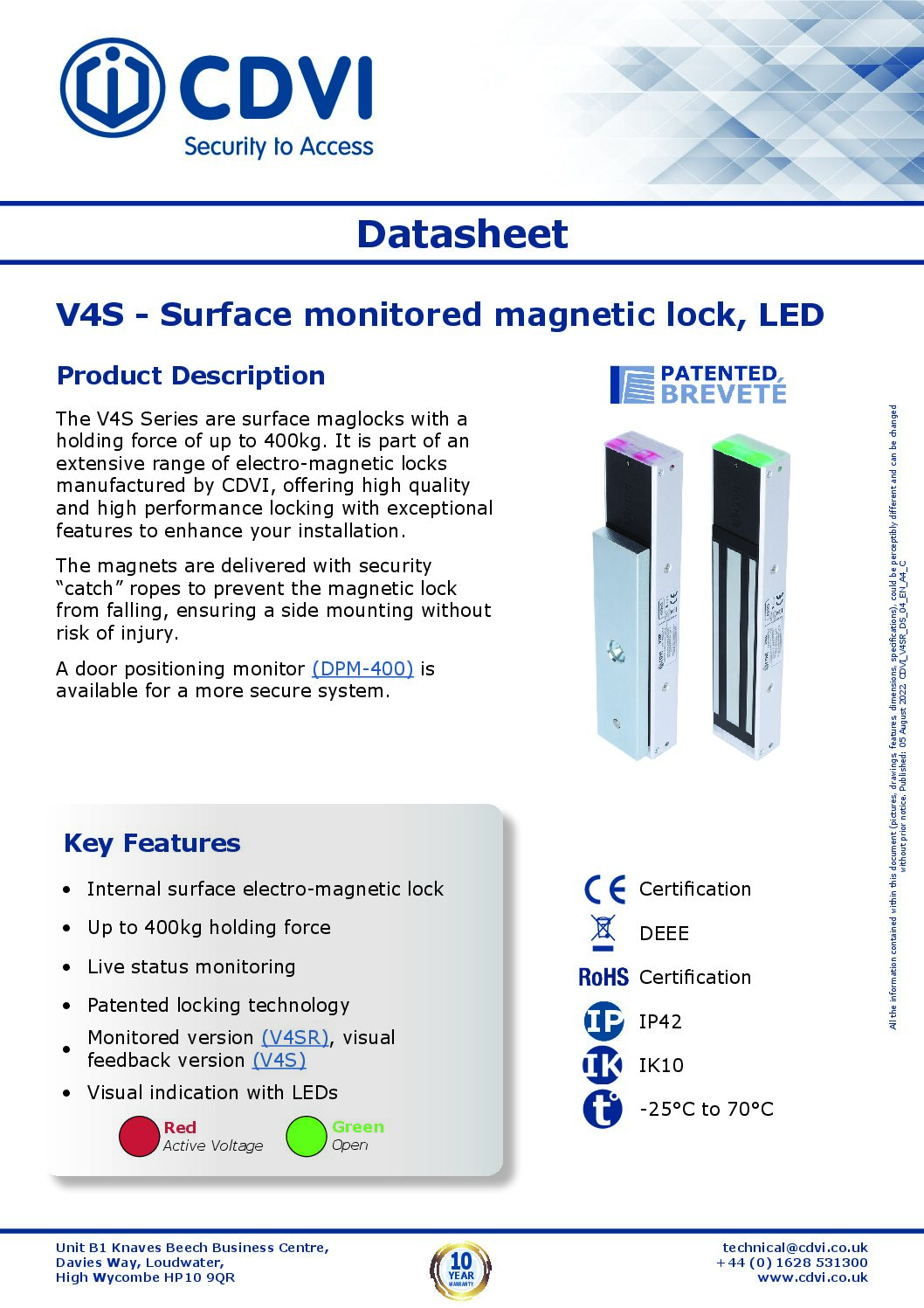 CDVI V4SR Datasheet