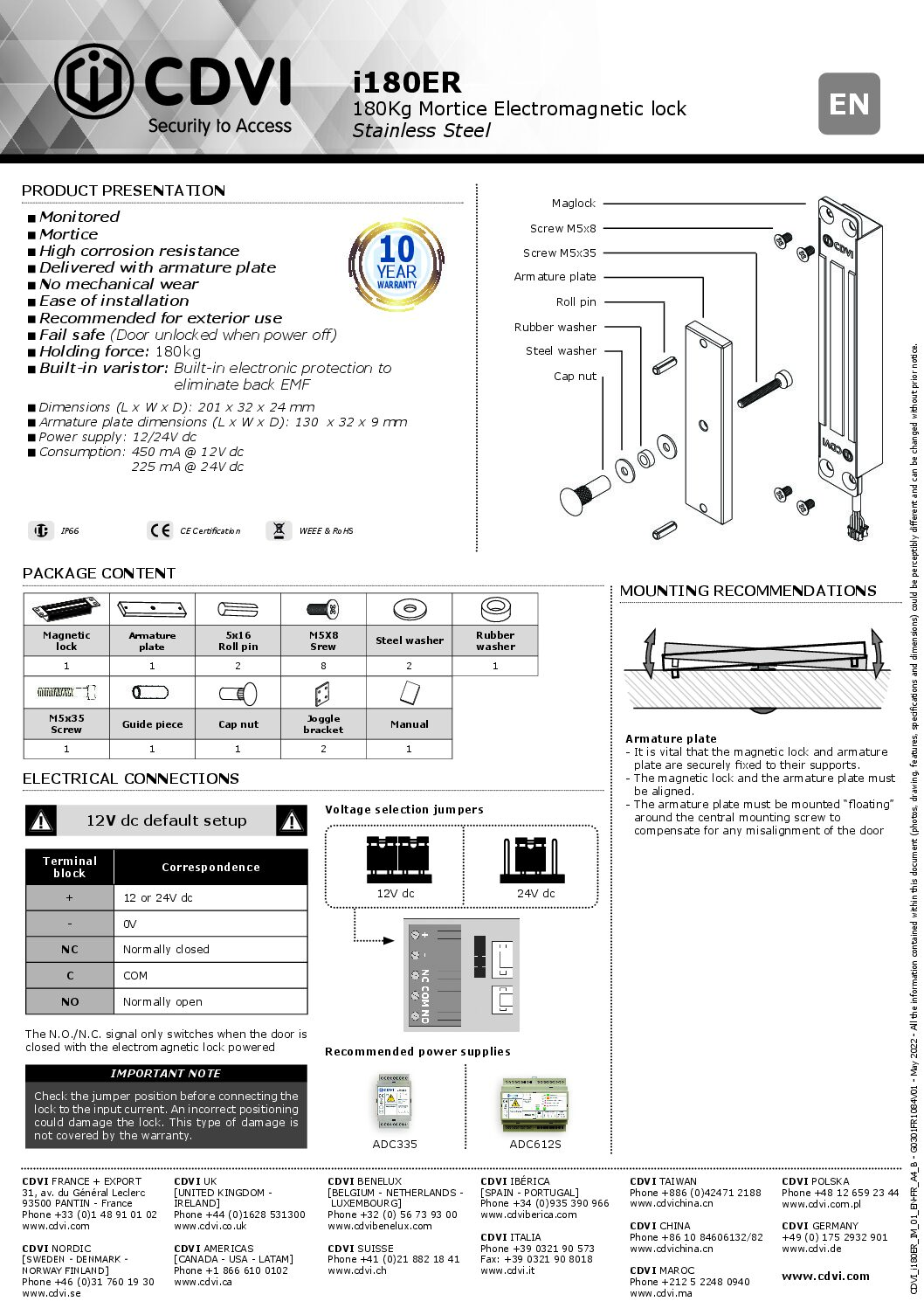 CDVI I180ER Manual