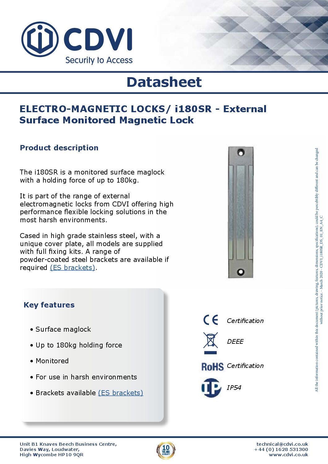 CDVI I180SR Datasheet