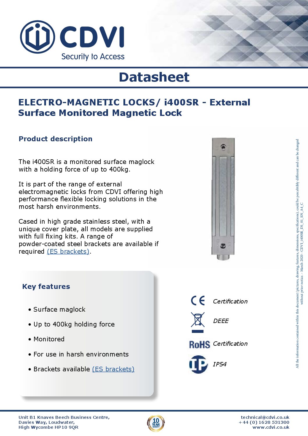 CDVI I400SR Datasheet