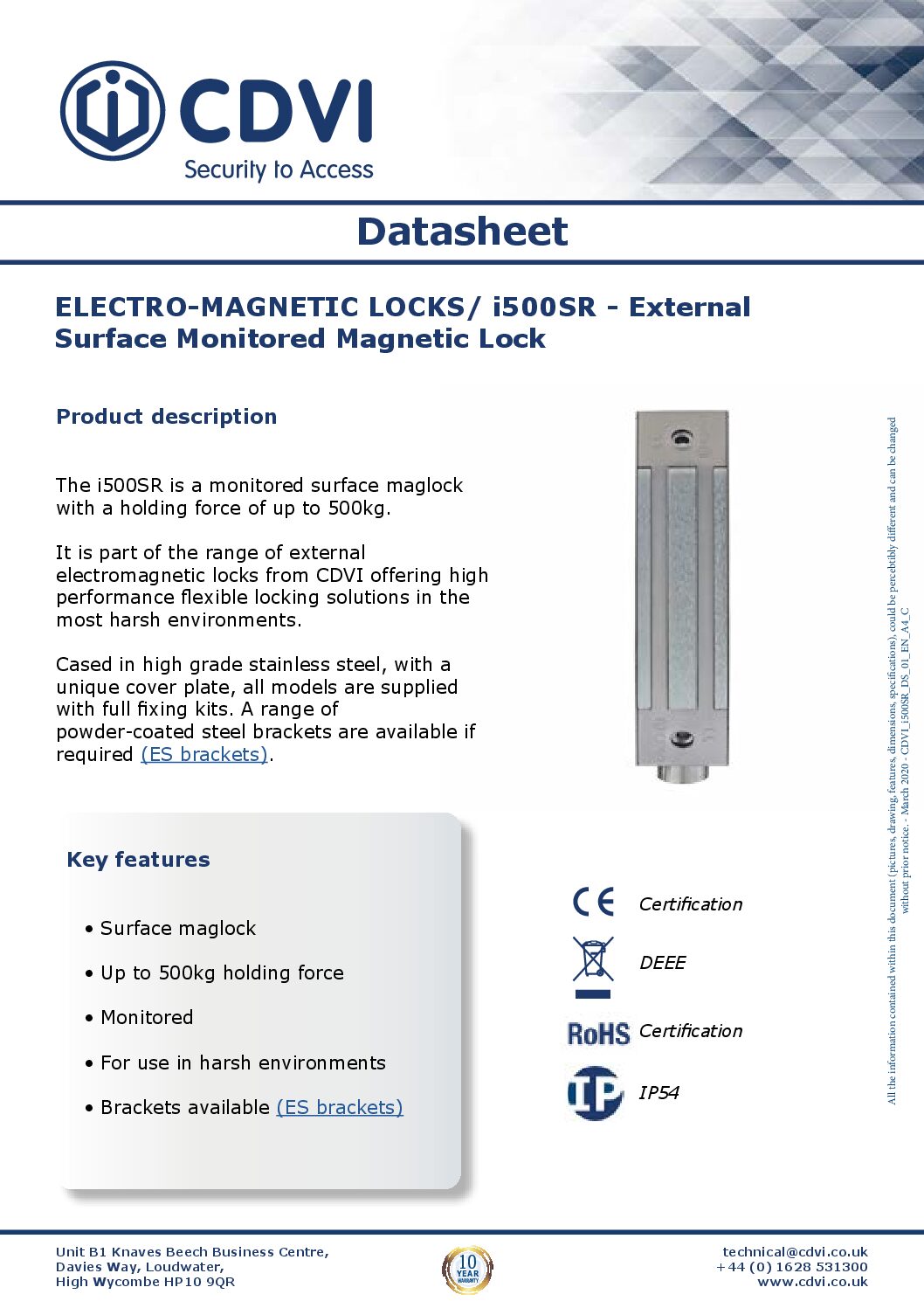 CDVI I500SR Datasheet