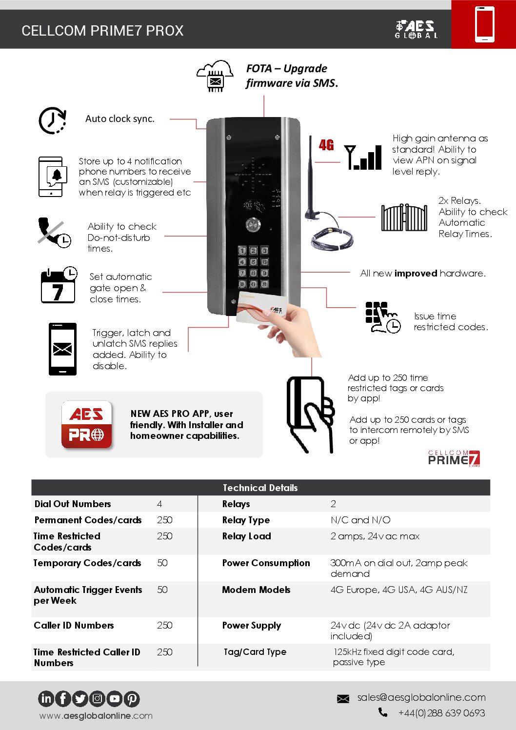 AES Prime 7 Prox datasheet