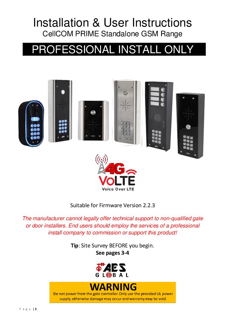 AES Prime 7 Full manual