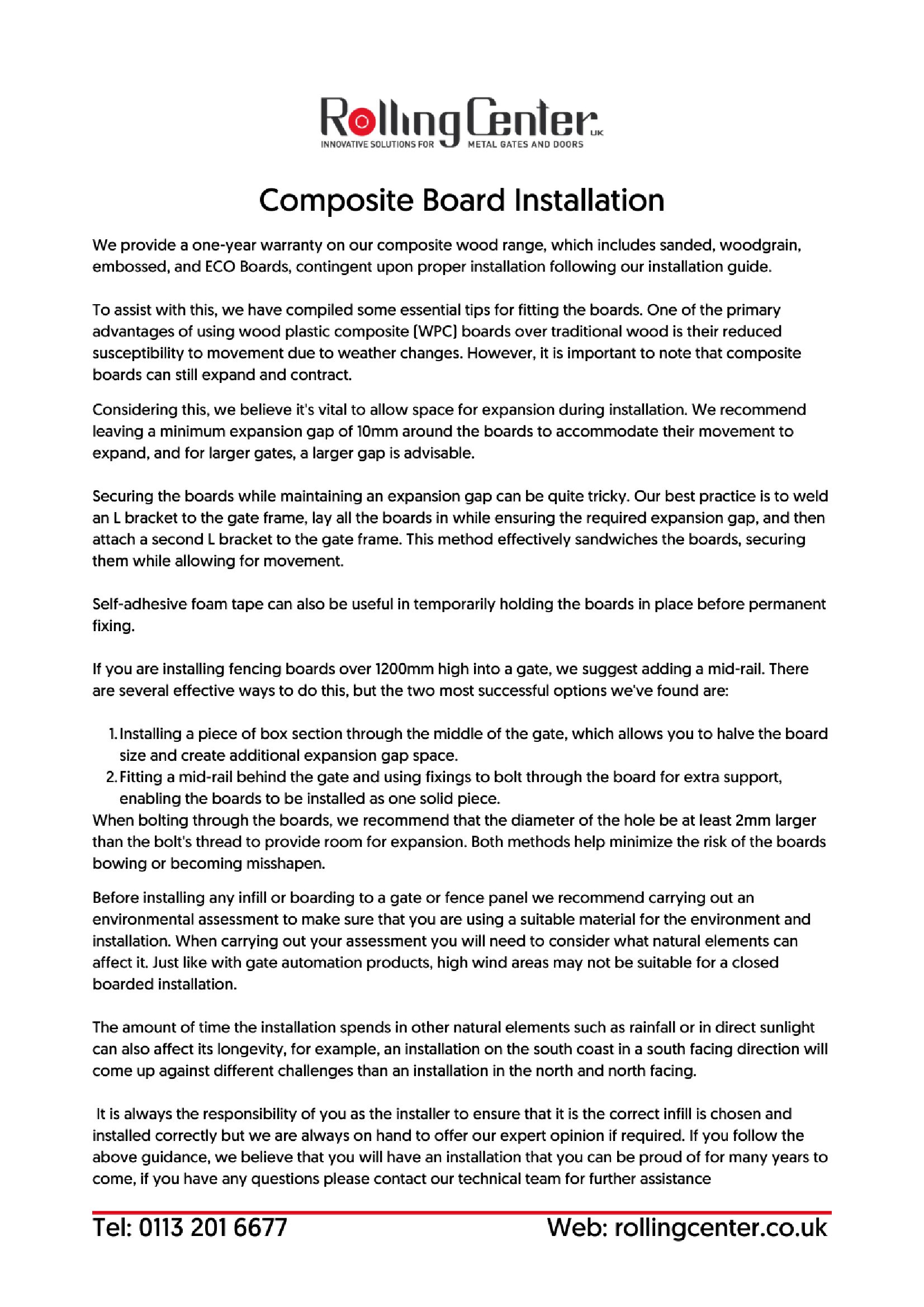 Composite Board Installation