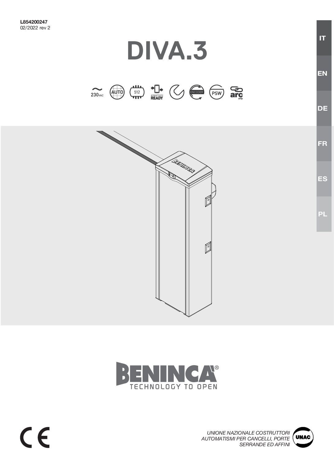 Beninca Diva Barrier manual