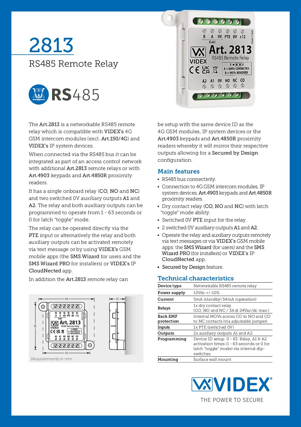 Videx 2813 Datasheet