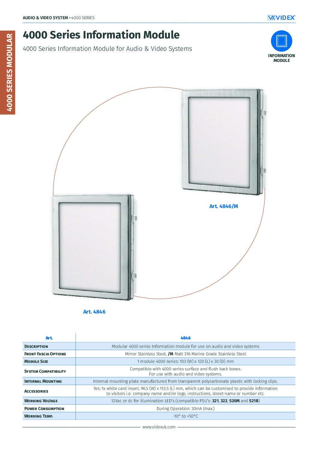 Videx 4846 Datasheet