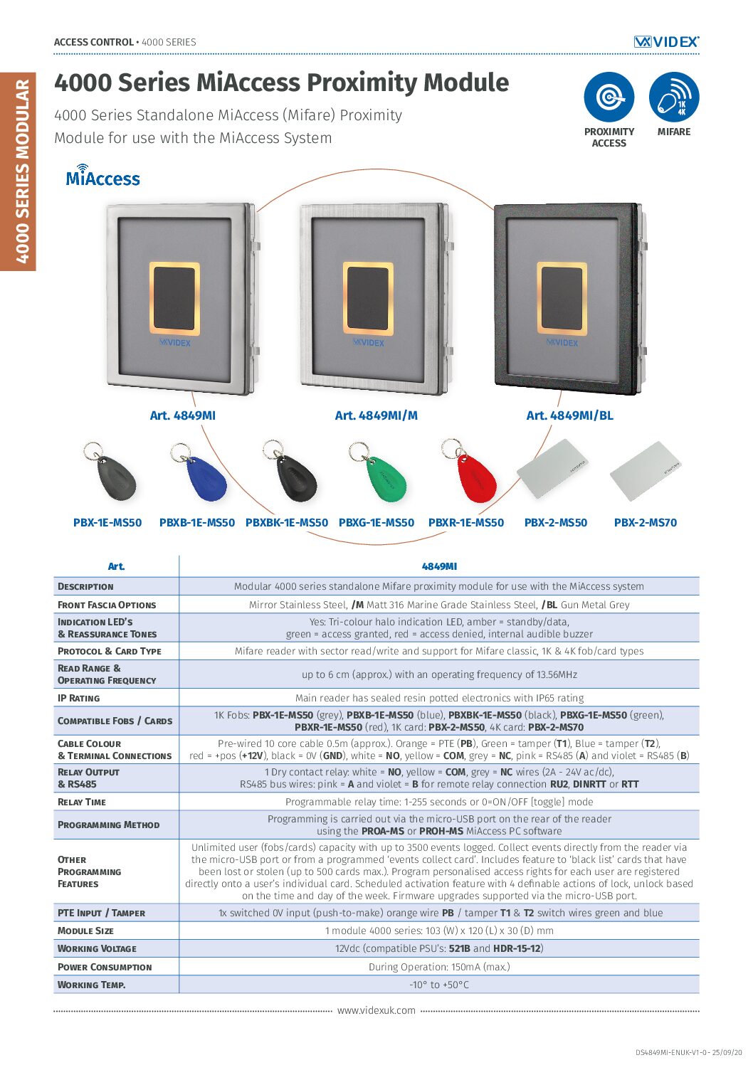 Videx 4849MI Datasheet