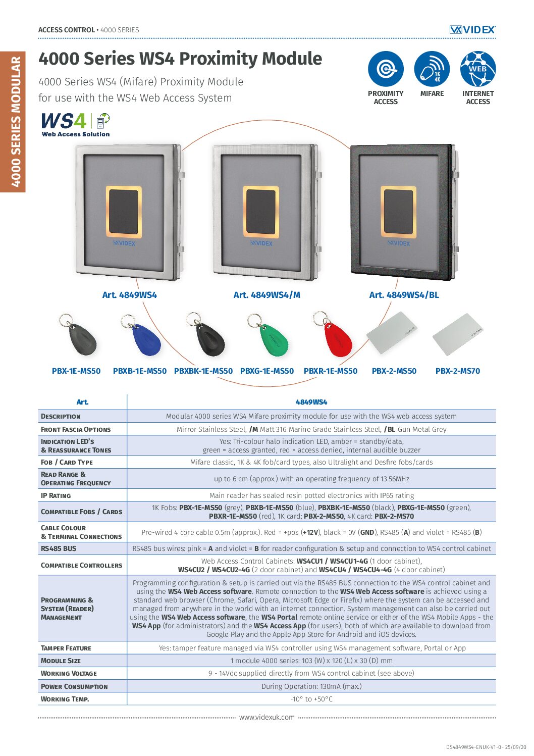 Videx WS4 4849 Datasheet